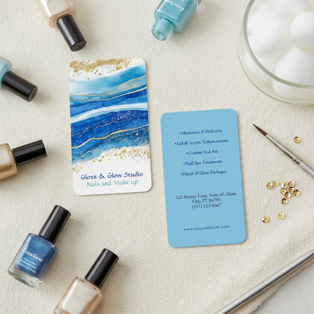 Elegant Blue and Gold Marble Business Card (Elegant Blue and Gold Marble Business Card.)