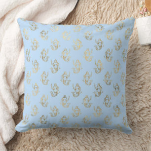 Elegant Blue and Gold Nautical & Vintage Patterns Cushion