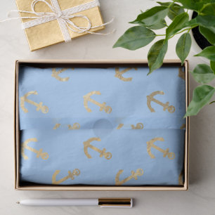 Elegant Blue and Gold Nautical & Vintage Patterns Tissue Paper