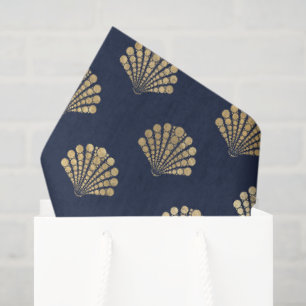 Elegant Blue and Gold Nautical & Vintage Patterns Tissue Paper