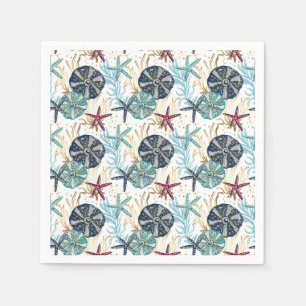 Elegant Blue and Gold Ocean Treasures Pattern Napkin