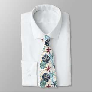 Elegant Blue and Gold Ocean Treasures Pattern Tie