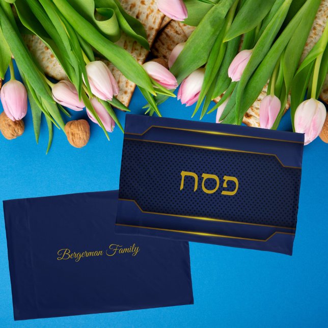Elegant Blue and Gold Passover  Pillowcase (Creator Uploaded)