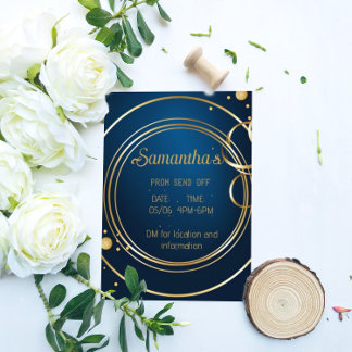 Elegant Blue and Gold Prom Invitation Flyer