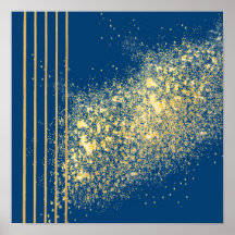 Elegant blue and Gold stripes Poster Paper (Matte)