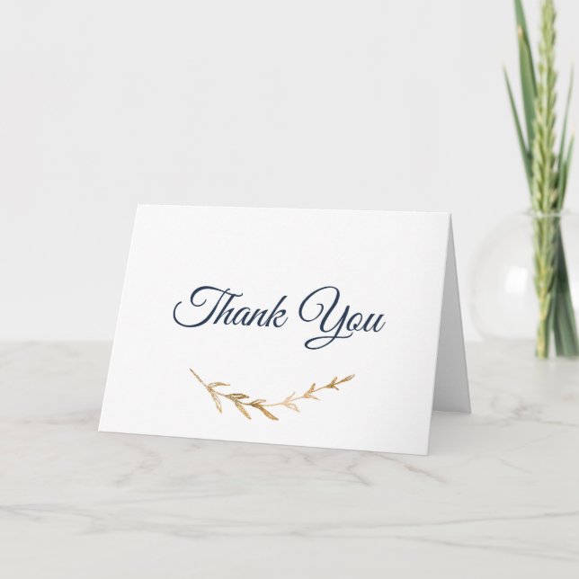 Elegant Blue and gold Thank you Card (Front)
