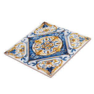 Elegant Blue and Gold Tile Design