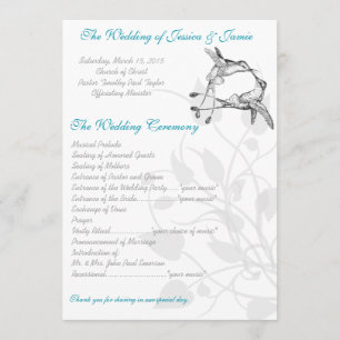Elegant Blue and Grey Hummingbird Kiss Love Bird Program