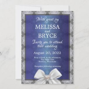 Elegant blue and grey wedding invitation