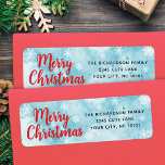 Elegant Blue and Red Merry Christmas Return Address Label<br><div class="desc">These modern blue and red Christmas return address labels feature the typography design with the template to type your address. The "Merry Christmas" saying is in red casual script.</div>