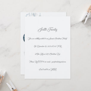 Elegant Blue and Silver Christmas Entertaining Invitation