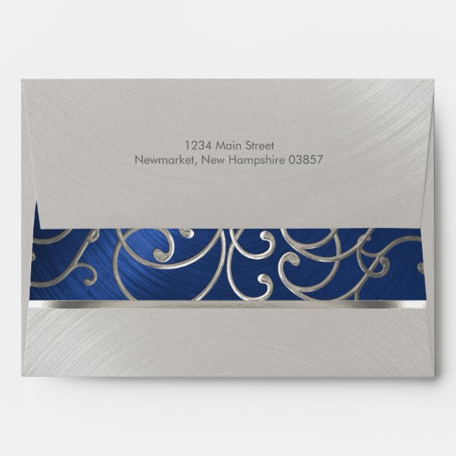 Elegant Blue and Silver Filigree Envelopes (Back (Top Flap))