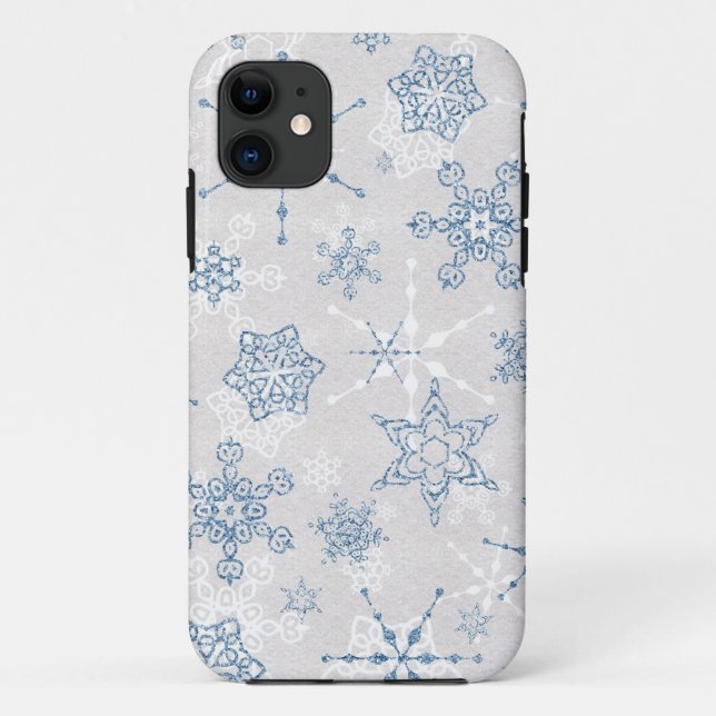 Elegant Blue and Silver Winter Snowflake Case-Mate iPhone Case (Back)