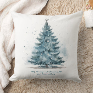 Elegant Blue and Silver Winter Wonderland  Cushion