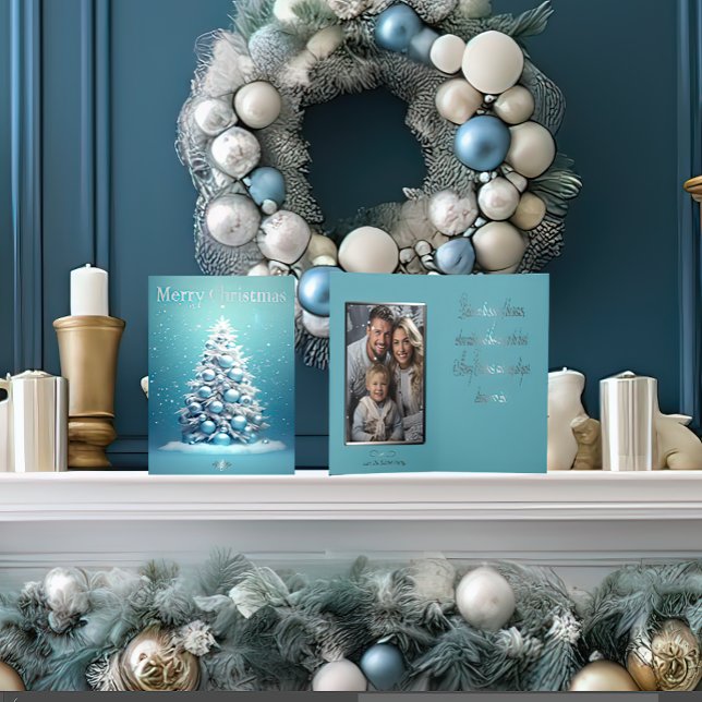 Elegant Blue and Silver Winter Wonderland  Foil Greeting Card (Creator Uploaded)