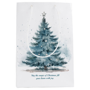 Elegant Blue and silver Winter Wonderland Medium Gift Bag