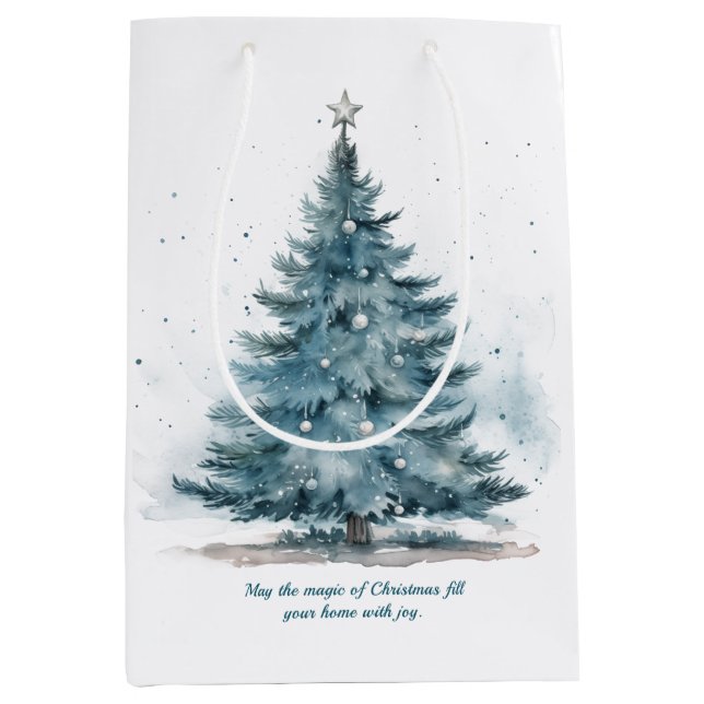 Elegant Blue and silver Winter Wonderland  Medium Gift Bag (Front)