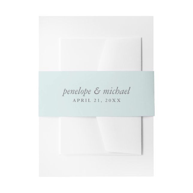 Elegant Blue and Soft Grey Wedding Invitation Belly Band (Front Example)