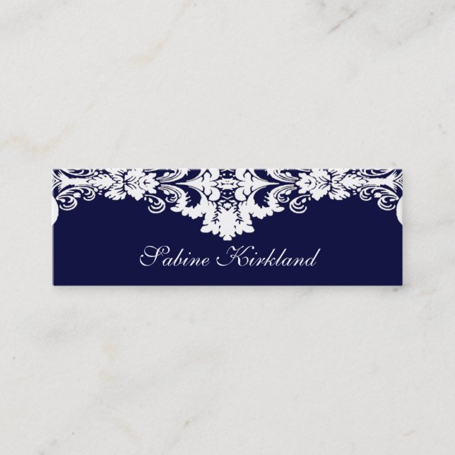 Elegant Blue and White Baroque Business Card (Front)