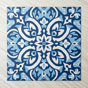 Elegant Blue and White Ceramic Tile