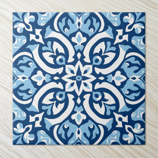 Elegant Blue and White Ceramic Tile
