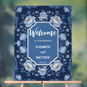 Elegant blue and white Chinoiserie antique Wedding Acrylic Sign