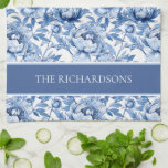 Elegant Blue and White Chinoiserie Floral Pattern Tea Towel<br><div class="desc">Elegant Blue and White Chinoiserie Floral Pattern kitchen towel features an elegant all-over botanical pattern inspired by classic chinoiserie artwork, blending detailed blossoms and foliage in soft blue and white tones. The intricate floral illustration creates a timeless, vintage-inspired aesthetic while maintaining a clean and refined look. A coordinating solid blue...</div>