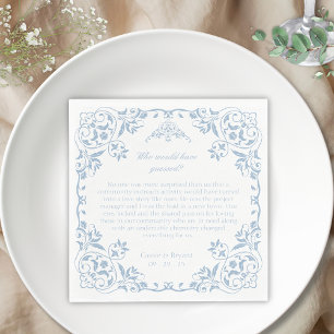 Elegant Blue and White Chinoiserie Unique Wedding Napkin