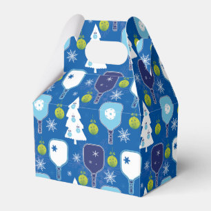 Elegant blue and white Christmas pickleball  Favour Box