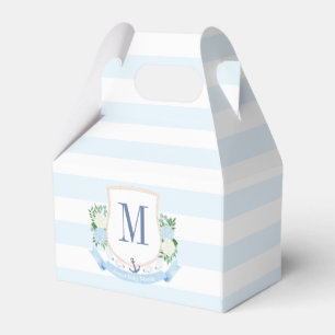 Elegant Blue And White Coastal Boy Baby Shower Favour Box