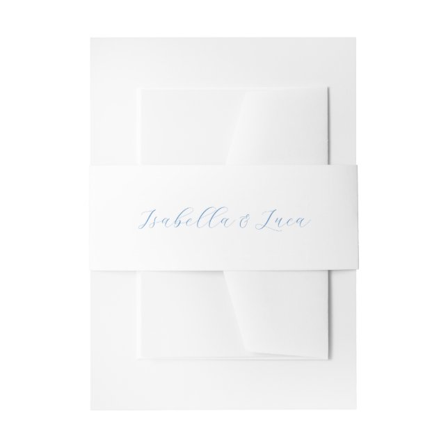 Elegant Blue and White Coastal Chic Wedding Invitation Belly Band (Front Example)