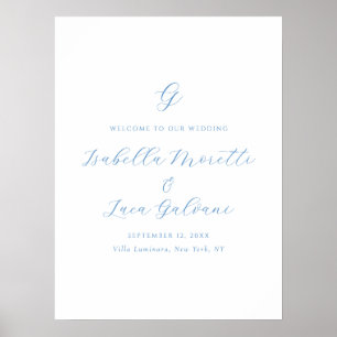 Elegant Blue and White Coastal Chic Wedding Poster