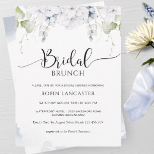 Elegant Blue and White Floral Bridal Shower Invitation