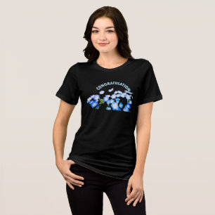 Elegant Blue and White Floral "Congratulations Tri-Blend Shirt