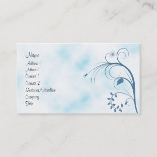 Elegant blue and white floral design business card