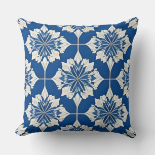 Elegant Blue and White Floral Pattern Cushion