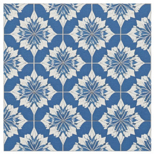 Elegant Blue and White Floral Pattern Fabric