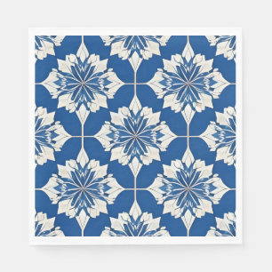 Elegant Blue and White Floral Pattern Napkin