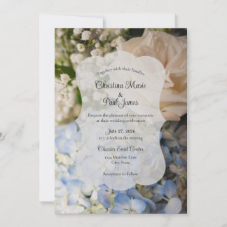 Elegant Blue and white Floral Wedding Invitation
