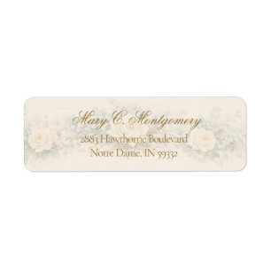 Elegant Blue and White Floral Wedding Return Address Label