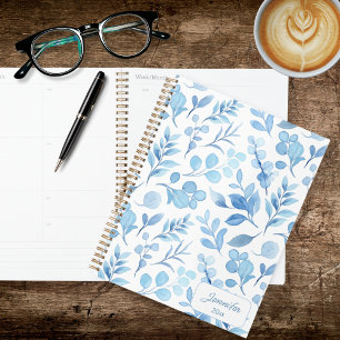 Elegant Blue and White Foliage  Planner