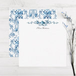 Elegant Blue and White French Rococo Floral Card<br><div class="desc">Elegant,  romantic and ornate vintage French Rococo style seamless floral featuring blue roses and scrolls on white background. Front features floral divider element and editable text field. Matching address label,  envelope liner and envelope available.</div>