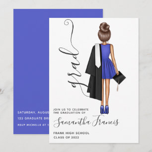 Elegant Blue and White Girl Graduation Party Invitation