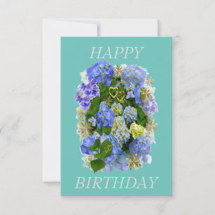 ELEGANT BLUE AND WHITE HYDRANGEA HAPPY BIRTHDAY