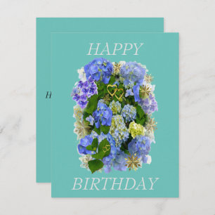 ELEGANT BLUE AND WHITE HYDRANGEA HAPPY BIRTHDAY