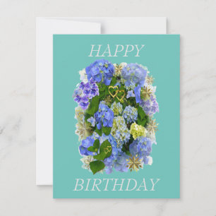 ELEGANT BLUE AND WHITE  HYDRANGEA HAPPY BIRTHDAY 