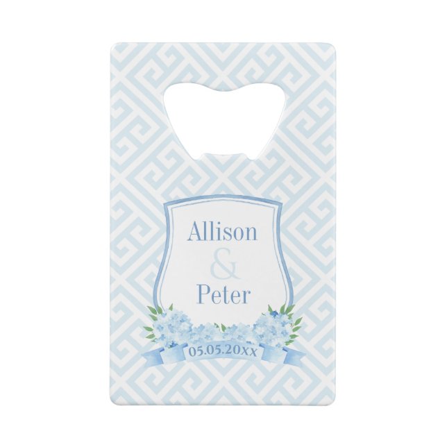 Elegant Blue And White Hydrangea Wedding Crest (Back)