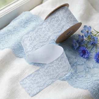 Elegant Blue And White Lace Baby Shower Boy Satin Ribbon