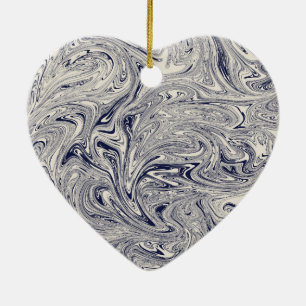 Elegant Blue and White Marble Ceramic Ornament