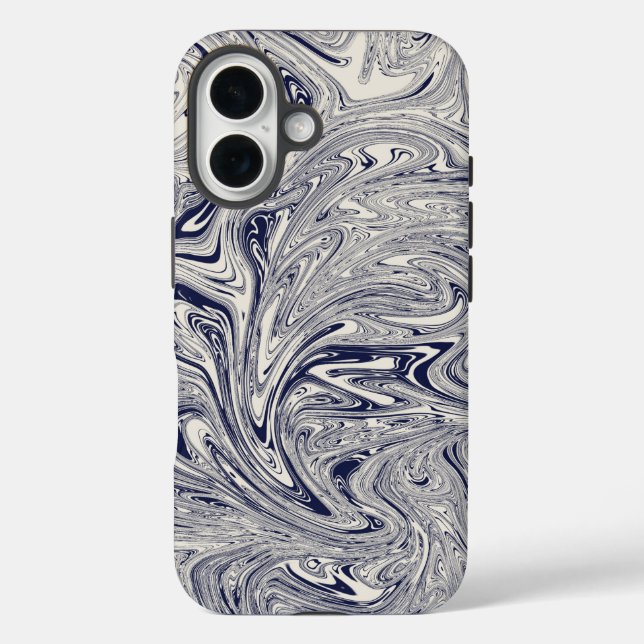Elegant Blue and White Marble Swirl Case-Mate iPhone Case (Back)